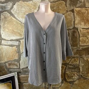 VETTA Striped Button-Down Shirt – Reversible Front/Back